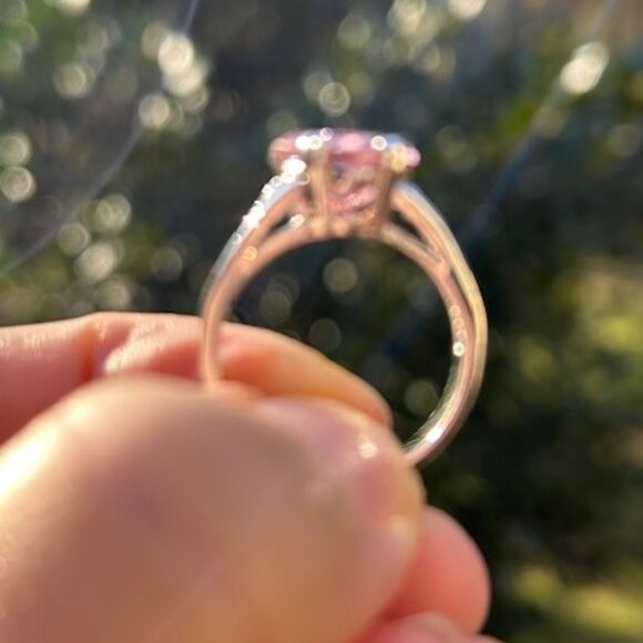 ❤️❤️ 925 SILVER Pink Heart CZ Rhinestone RING - Picture 6 of 9